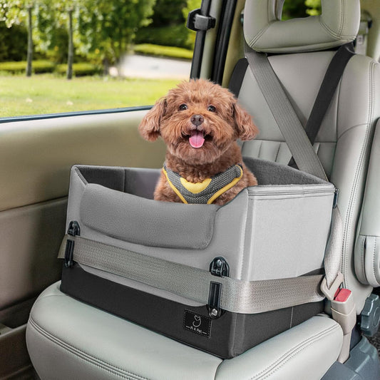 A4Pet Dog Car Seats for Small Dogs, Booster Car Seat with Patent Buckles & Clip-On Safety Leash