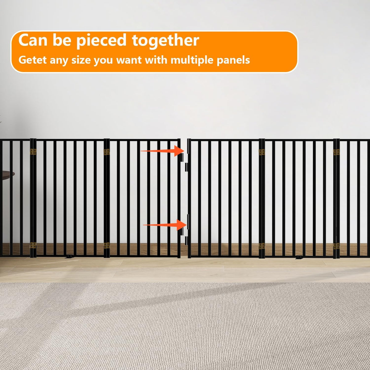 Portable Dog Fence with Door for Indoor Outdoor Use, Free Standing Dog Gate Foldable Design, Metal