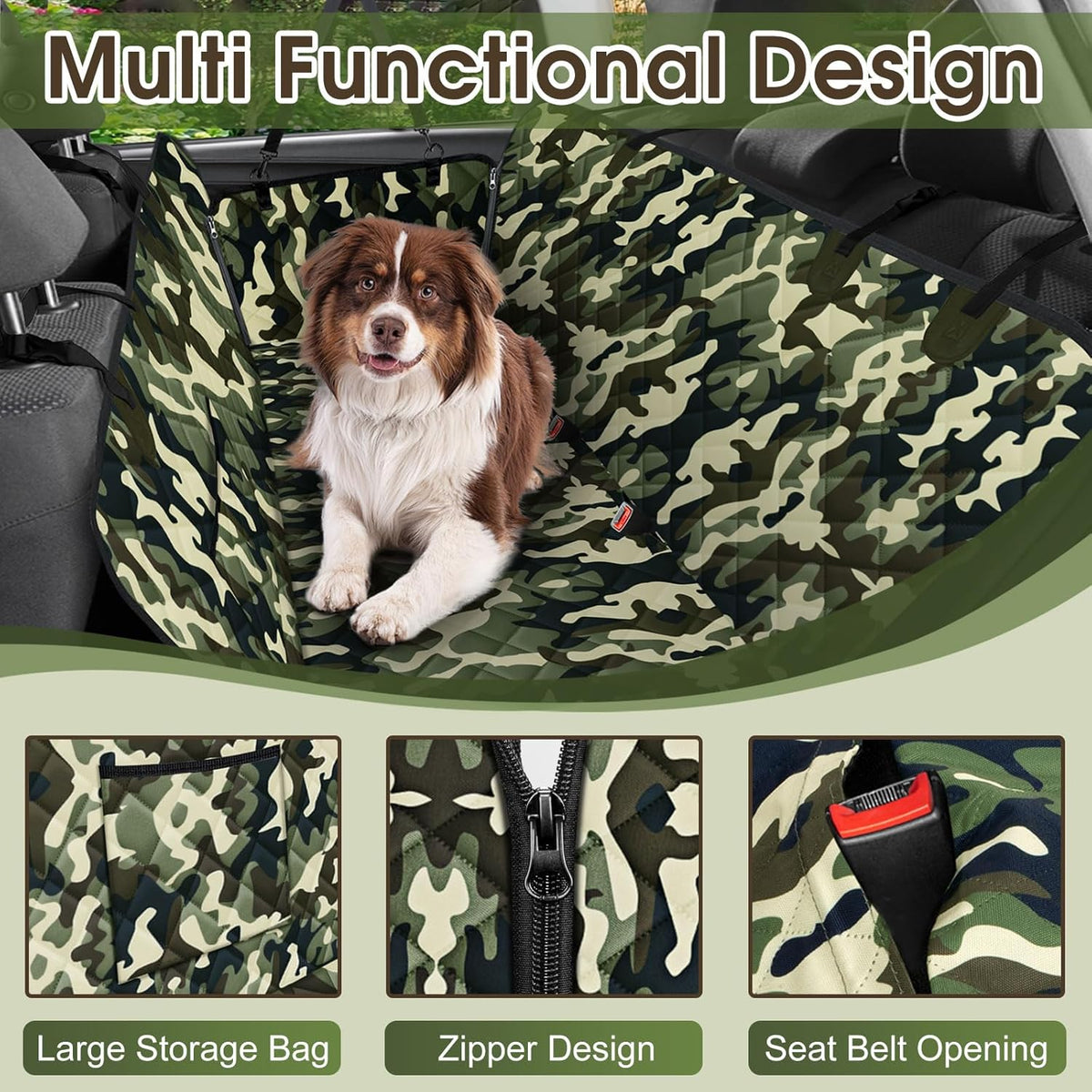Dog Car Seat Cover, Durable Waterproof Scratch Proof Nonslip Dog Hammock, Pet Back Seat Covers with