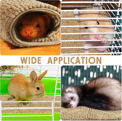 Amylove 4 Pcs Guinea Pig Cage Liner Guinea Pig Bedding Washable Fleece Pee Pads Reusable Small