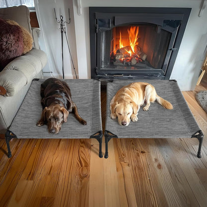 Veehoo 2-Pack Raised Dog Beds - Cooling Portable Pet Cot with No-Slip Feet, Breathable Mesh, Size