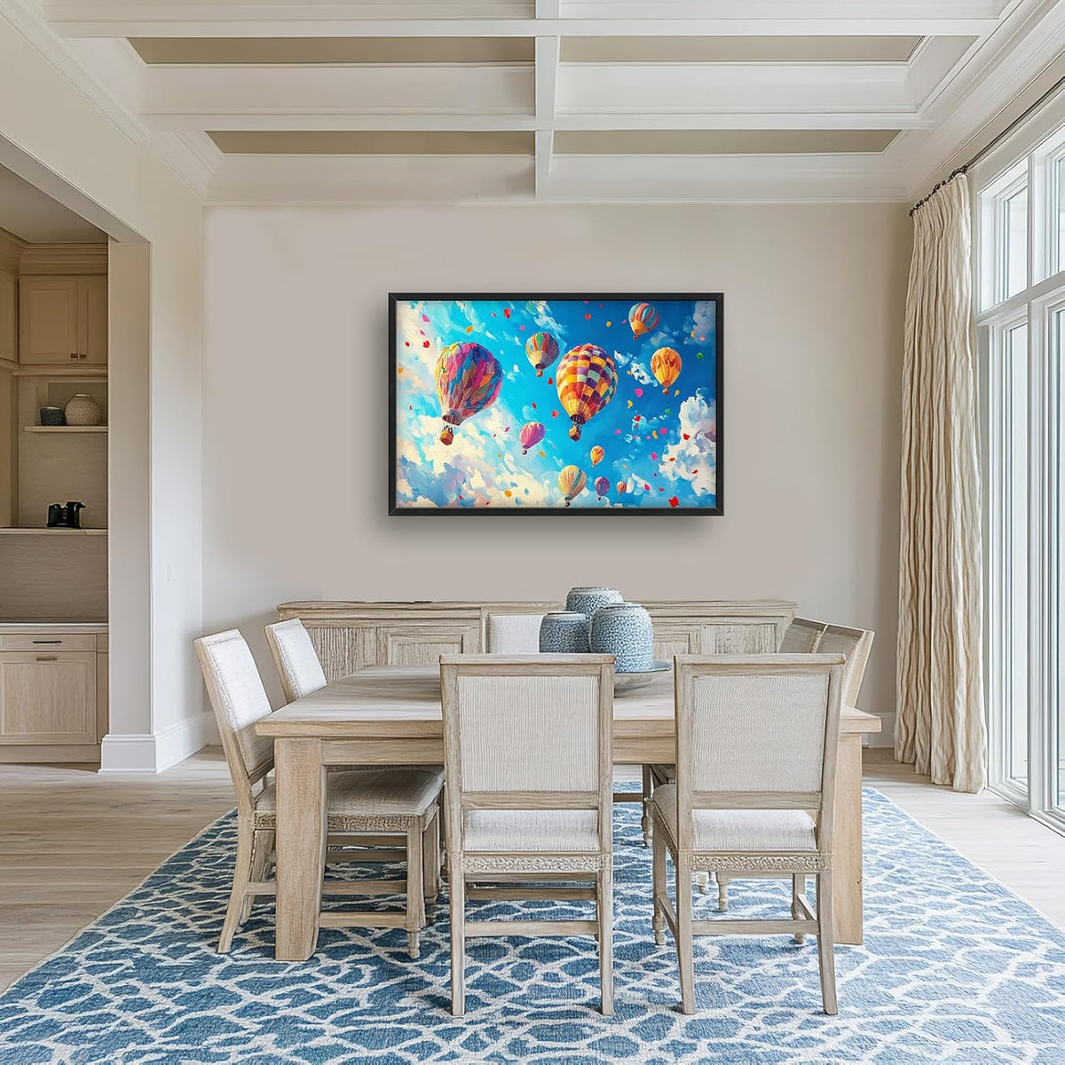 Hot Air Balloon Large Wall Art for Living Room, Framed Oversized Hot Air Balloon Wall Decor