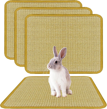 DYAUS Bunny Scratch Pads, Natural Sisal Rabbit Scratching Mats for Claws and Teeth Care, Indoor