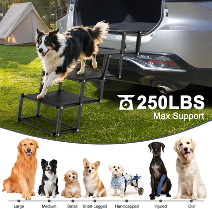 Extra Wide Dog Stairs for Large Dogs, Foldable Dog Ramp for Car with Non-Slip Surface, Lightweight