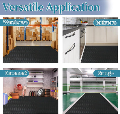 7.5 x 17 FT Garage Floor Mat,2.5 mm Thickness Diamond PVC Garage Flooring Roll, Anti-Slip Shop