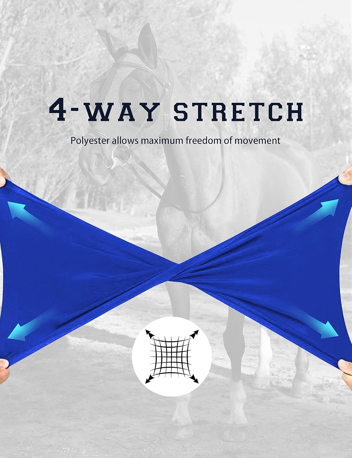 Horse Fly Mask with Ears, UV Protection Mask for Horses, Elasticity Mask with Big Mesh Eye Covers
