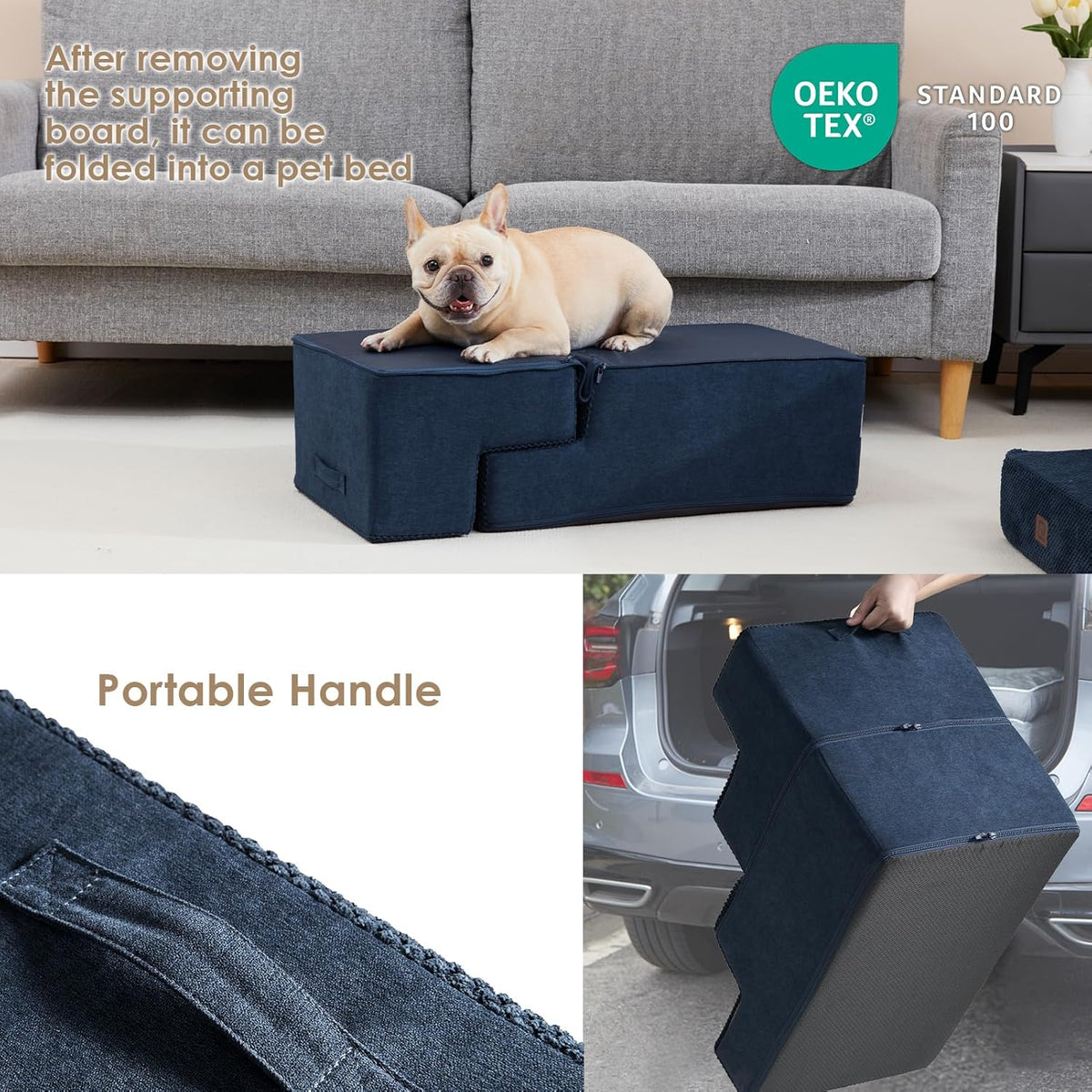 EHEYCIGA Dog Stairs for Bed 18" H, 4-Step Dog Steps for High Bed, Pet Steps for Small Dogs and