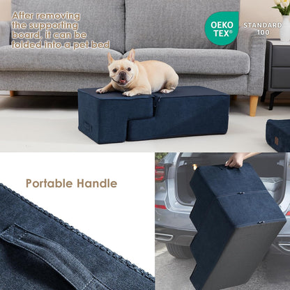 EHEYCIGA Dog Stairs for Bed 18" H, 4-Step Dog Steps for High Bed, Pet Steps for Small Dogs and