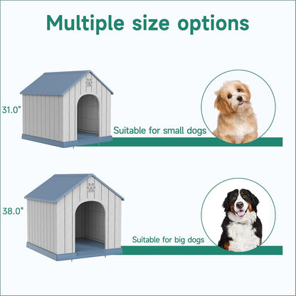 DRATO Indoor Outdoor Waterproof Dog House,PP Material,Puppy Shelter with Air Vents and Elevated