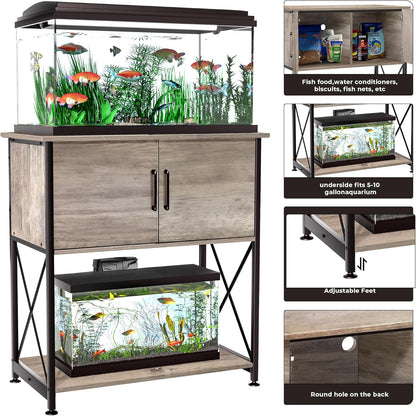 20-29 Gallon Aquarium Stand Metal Frame Fish Tank Stand with Cabinet Storage, for 20 Gallon Long