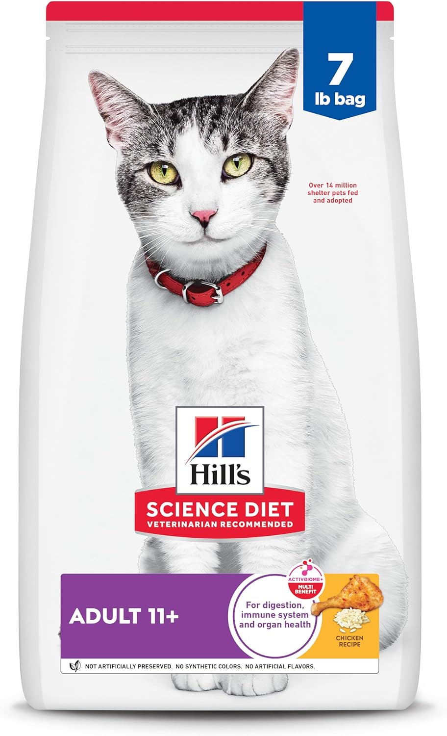 Hill's Science Diet Adult 11+, Senior Adult 11+ Premium Nutrition, Dry Cat Food, Chicken Recipe, 7