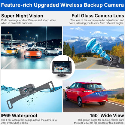 Wireless Backup Camera Ease Install - Color Image HD 1080P 5 Inch Monitor Digital Signal Stable