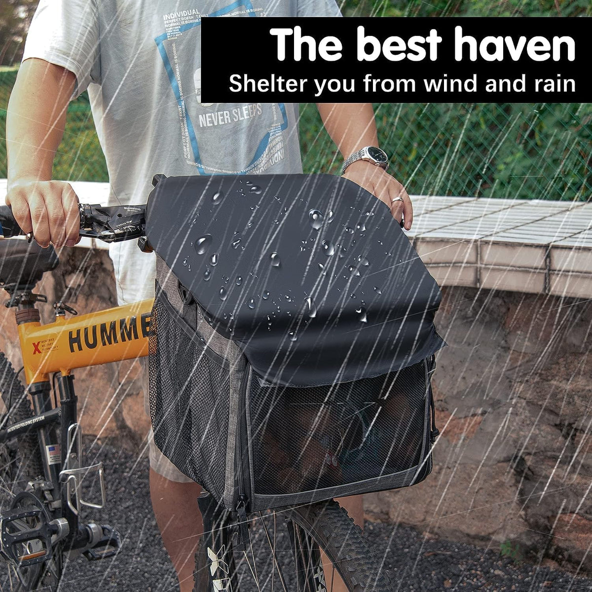 Dog Bike Basket Carrier, Pet Bicycle Front Carrier Backpack for Bike Riding Foldable Removable