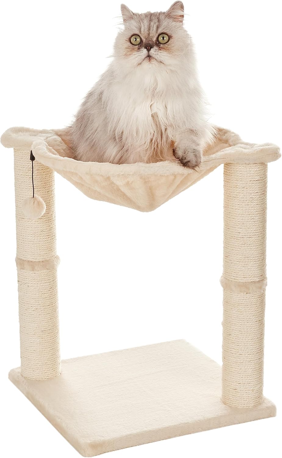 Amazon Basics Cat Condo Tower with Hammock Bed and Scratching Post,Easy to Assemble,Plush