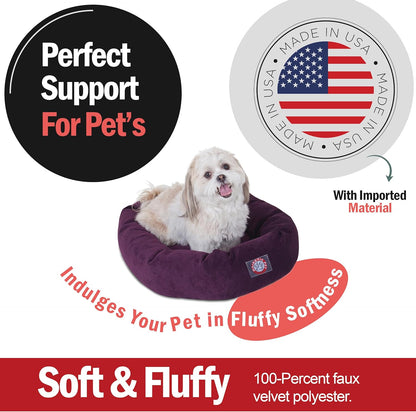 Majestic Pet 24 Inch Micro Velvet Calming Dog Bed Washable 24x19x7 (Inch) – Cozy Soft Round Donut