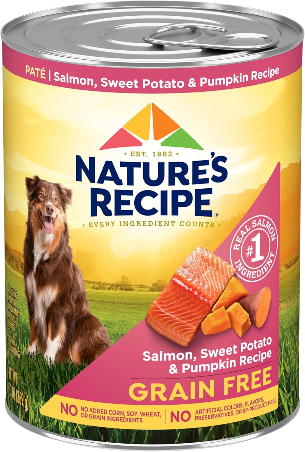 Nature's Recipe Grain Free Salmon, Sweet Potato, and Pumpkin Recipe Wet Dog Food, 13 oz. Can, 12