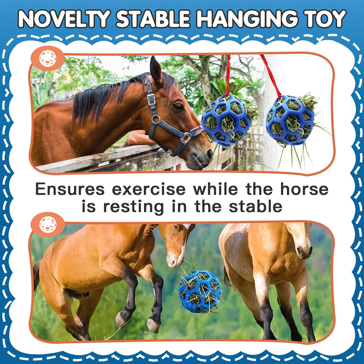2 Pcs Hay Ball for Horses to Play with, Relieve Stress with This Bright Color Hay Feeder Ball for