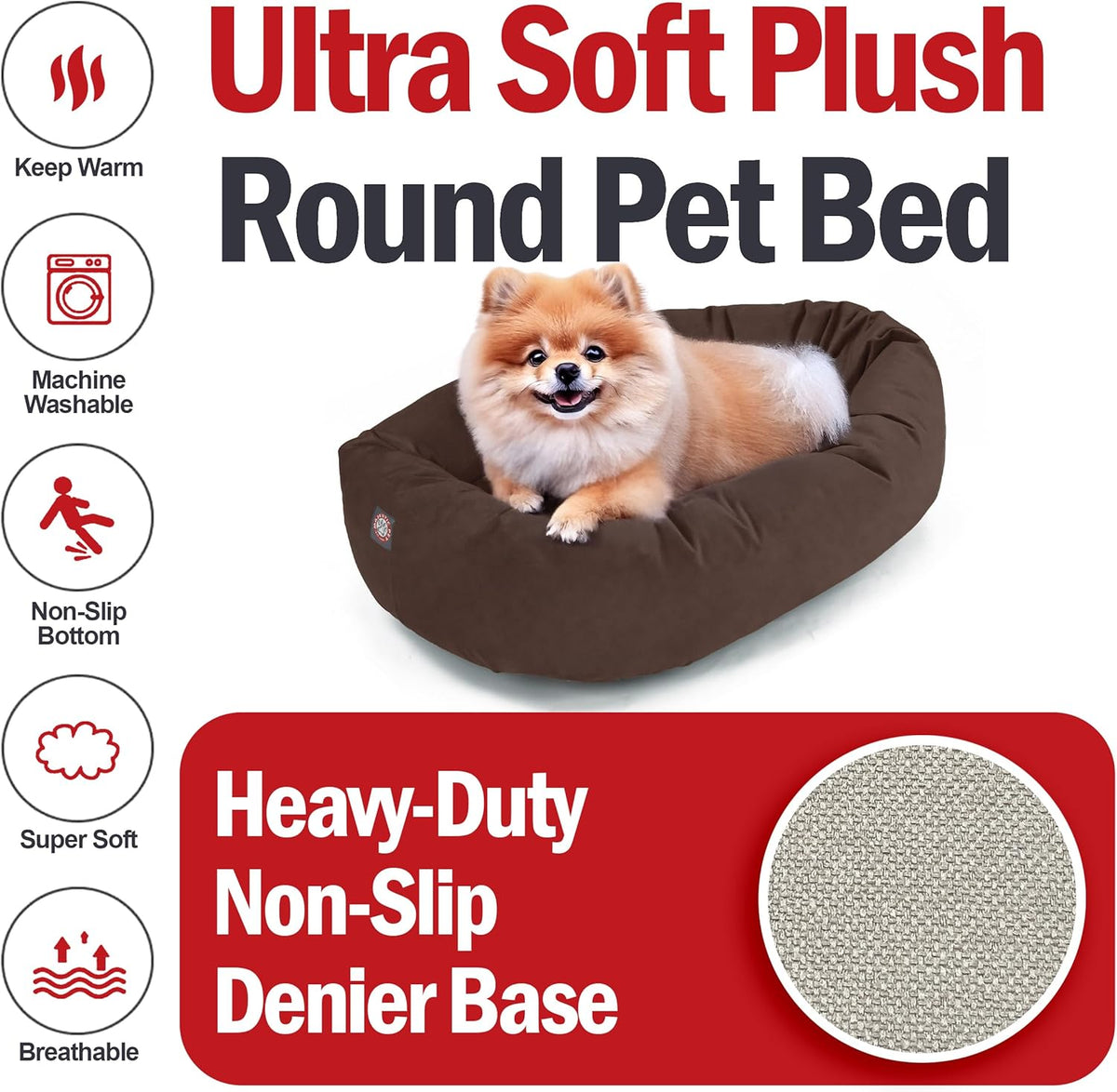 Majestic Pet 24 Inch Suede Shredded Memory Foam Mix Calming Small Dog Bed Washable 24 x 19 x 7