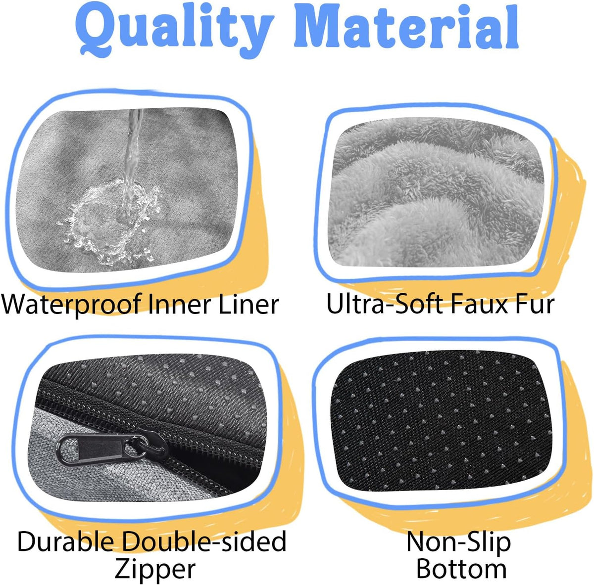 Orthopedic Removable Large Dog Bed -XL Large Dog Bed with Washable Cover and Removable Bolsters