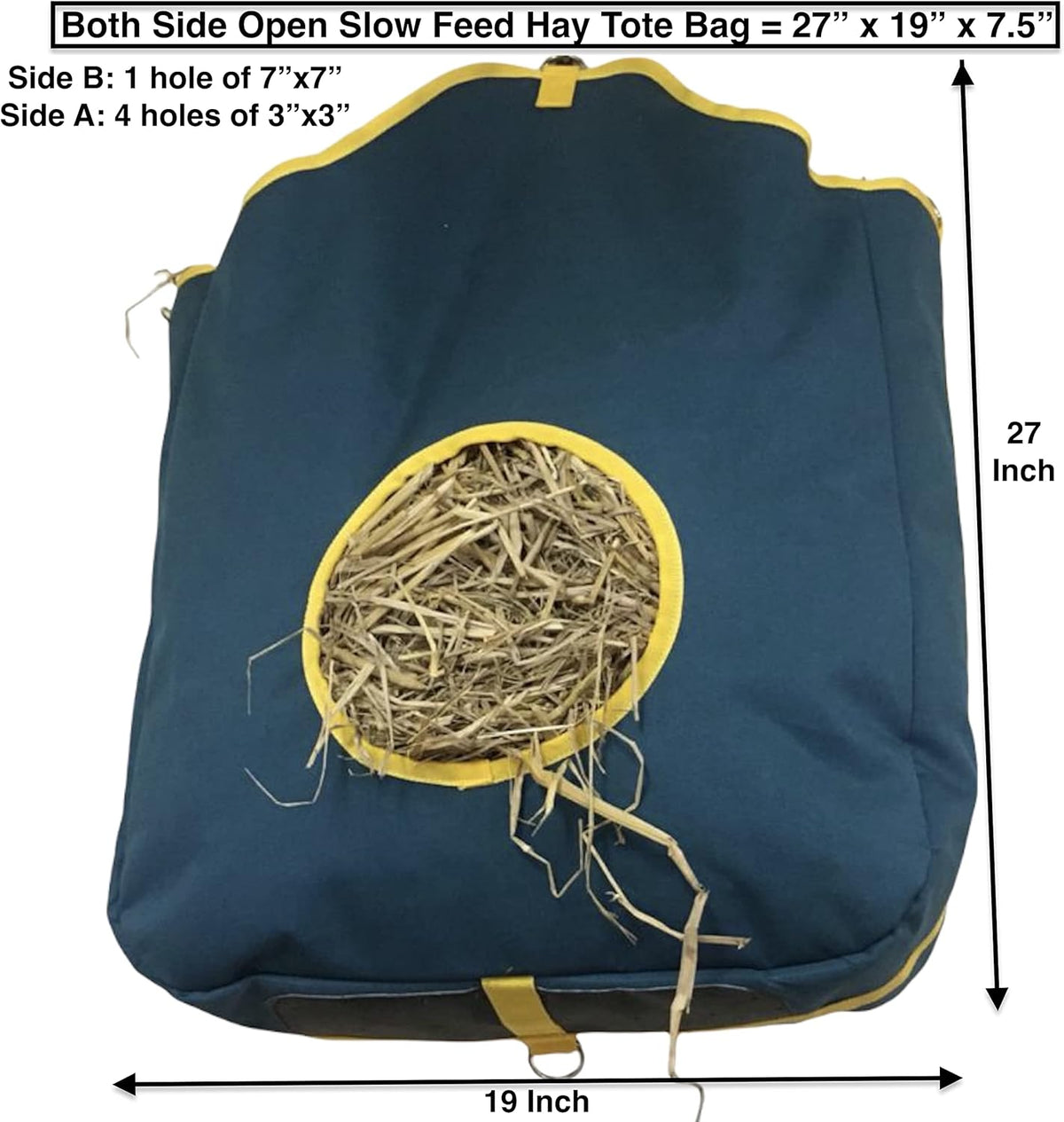 Majestic Ally Nylon Hay Feeder Tote Bag for Horse, Goat, Sheep - Double Sides Open Feed Hole with