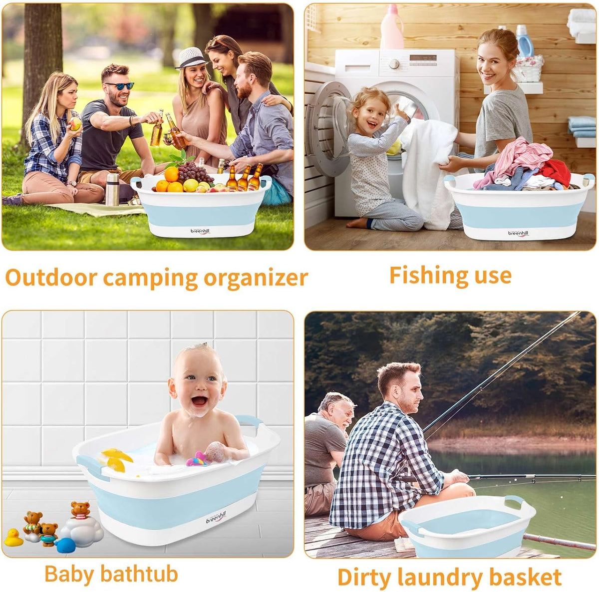 Collapsible Dog Bath Tub for Small Dogs & Cats, Portable Puppy Bath Tub with Water Drain Plug
