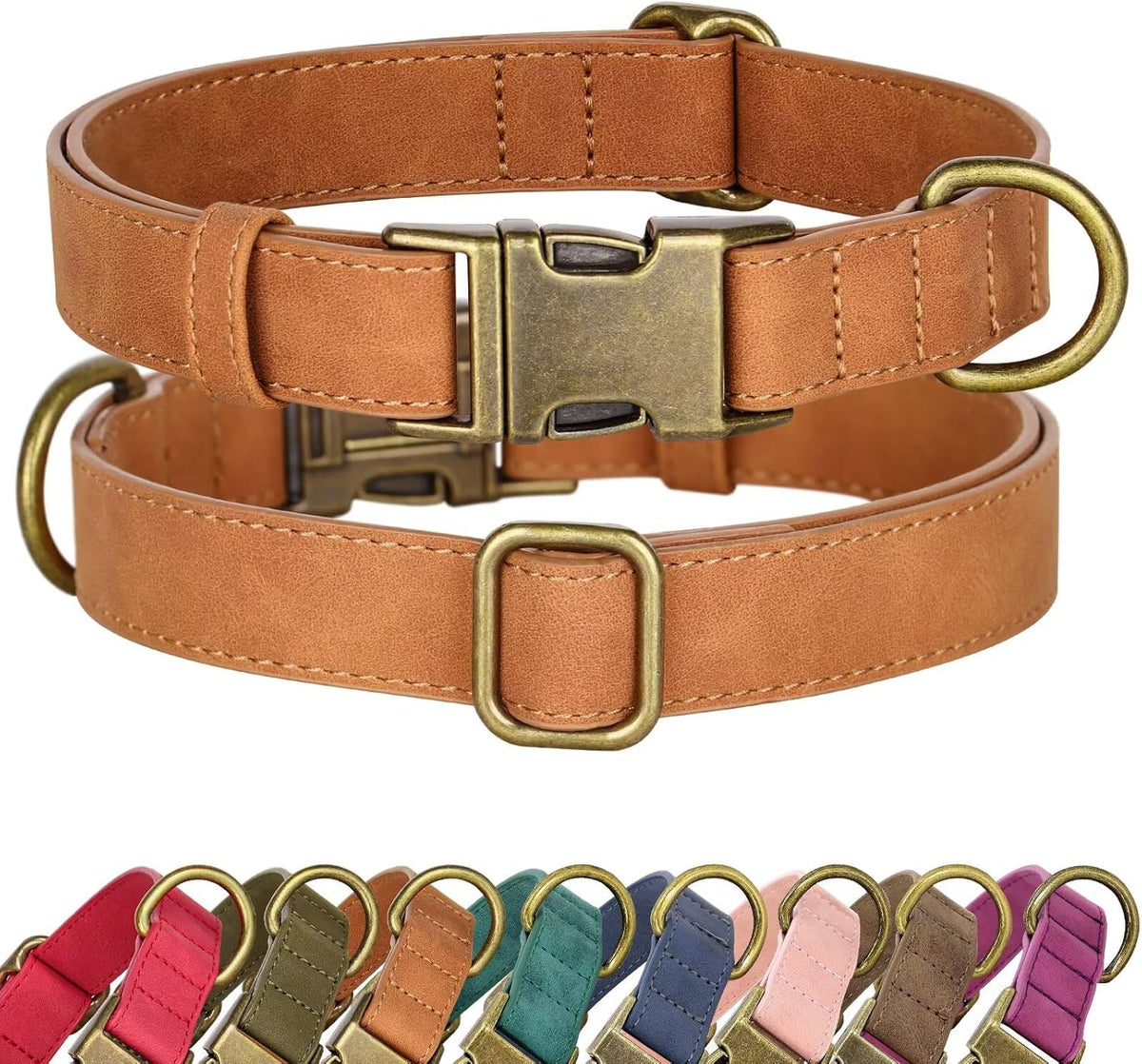 Didog Soft PU Leather Dog Collar, Stylish Quick Released Dog Collars for Large Dogs, Easy Clean