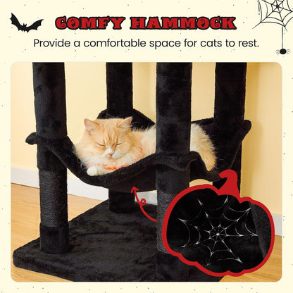 MWPO Gothic Cat Tree for Indoor Cats, 63.8 Inches Multi-Level Cat Tower with Sisal-Covered