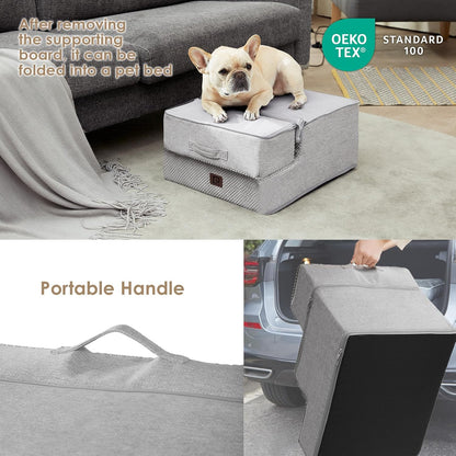 EHEYCIGA Dog Stairs for Small Dogs 13.5" H, 3-Step Dog Steps for Couch Sofa and Chair, Pet Steps