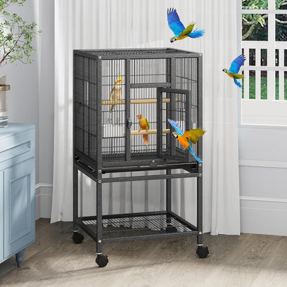 YITAHOME 41 inches Metal Bird Cage for Parakeets: Large Parrot Cages with Tray, Food Boxes, and