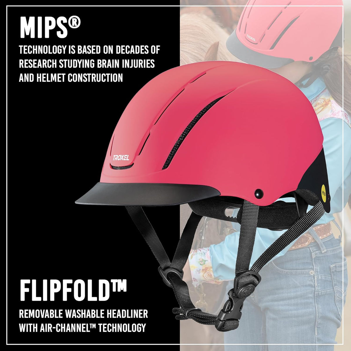 Troxel Spirit MIPS Technology Full Coverage Horse Riding Helmet, Horseback Riding Gear for
