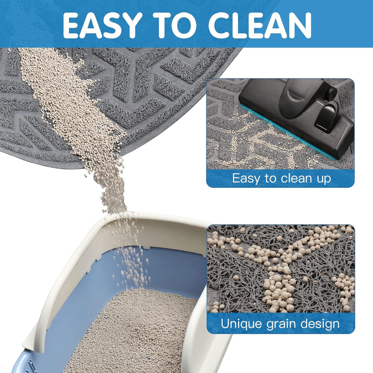 UPSKY Cat Litter Mat, Litter Trapping Mat Soft on Kitty Paws, Large Litter Box Mat 35" x 24"