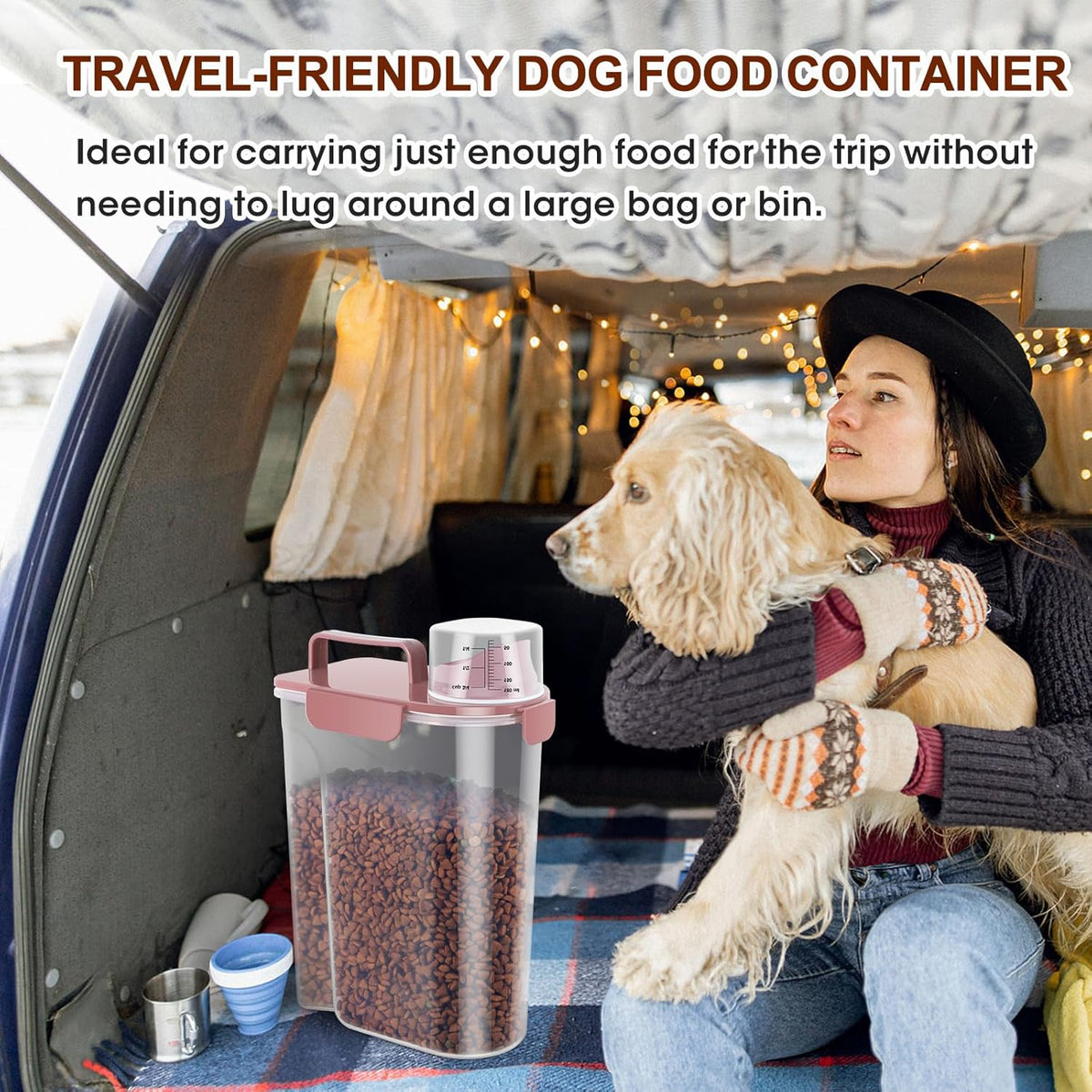 TBMax Portable Dog Food Storage Container 5 to 7 Lbs, Airtight Cat Food Container with Large Spout