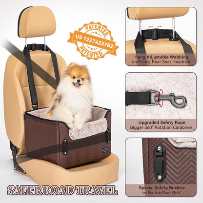PETSFIT Car Seat for Dogs, Waterproof PU Leather Dog Car Seat for Small Dogs with Patent Safe