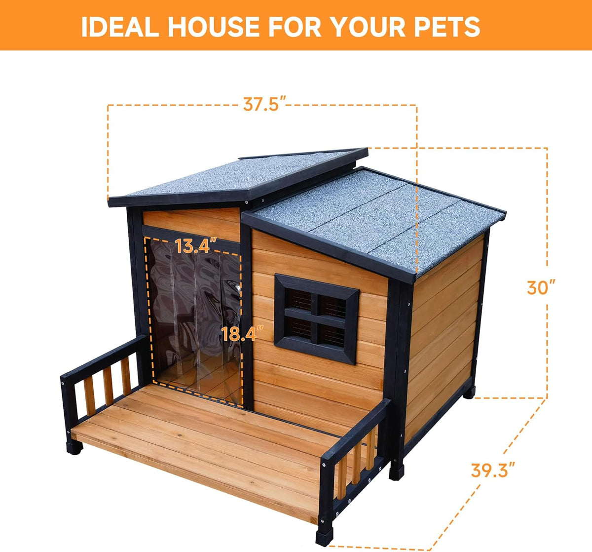 Large Indoor Outdoor Dog House,Wood Insulated Dog House,Weatherproof Outside Shelter with Elevated