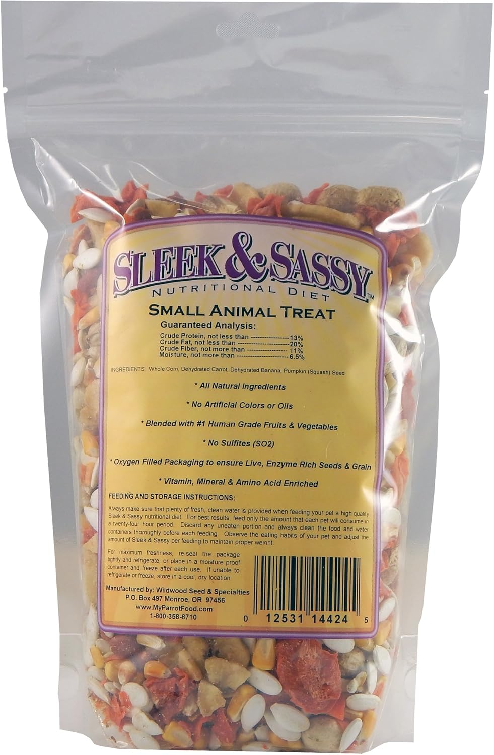 SLEEK & SASSY All Natural Small Animal Treat for Guinea Pigs, Rabbits, Hamsters, Gerbils, Rats &