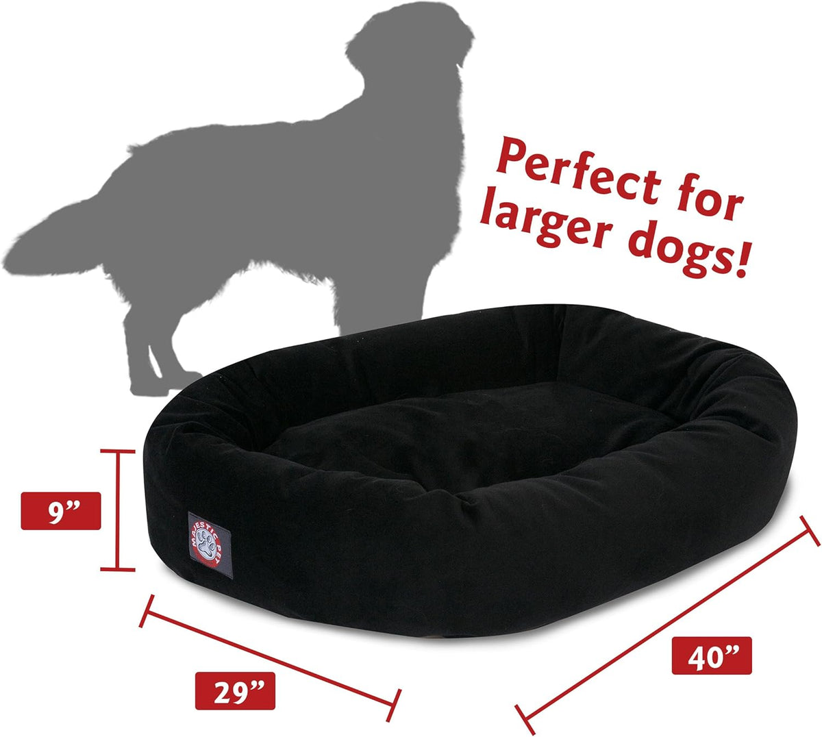 Majestic Pet 40 Inch Suede Calming Dog Bed Washable 40x29x9 (Inch) – Cozy Soft Round Donut Dog Bed
