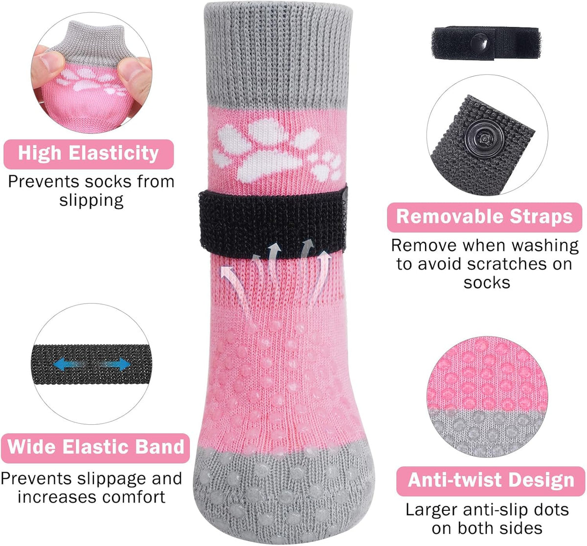 SCENEREAL Anti Slip Dog Sock to Prevent Licking Paws for Hardwood Floors, Boots & Paw Protector