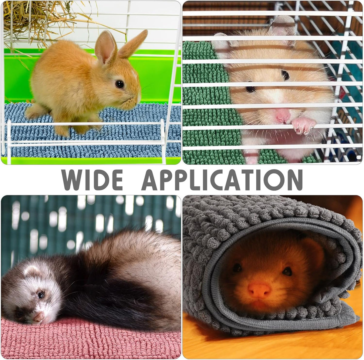 Amylove 4 Pcs Guinea Pig Cage Liner Guinea Pig Bedding Washable Fleece Pee Pads Reusable Small