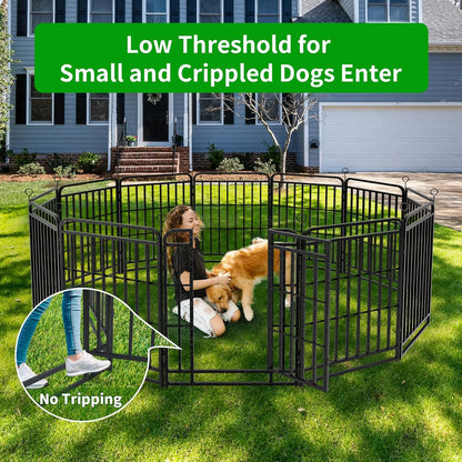 Dog Playpen Outdoor 16 Panels Heavy Duty Dog Fence 32" Height with Thick Pipe Anti-Rust with Doors