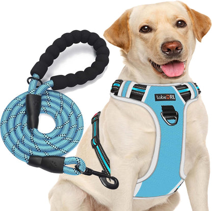 No Pull Dog Harness Adjustable Reflective Oxford Easy Control Medium Large Dog Harness with A Free