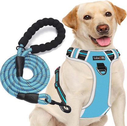 No Pull Dog Harness Adjustable Reflective Oxford Easy Control Medium Large Dog Harness with A Free