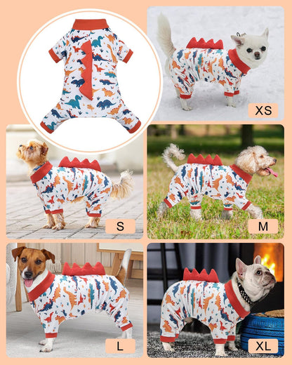 CuteBone Dinosaur Costume Dog Pajamas, Stretchy Spandex Crystal Velvet Sleepwear Coat for Small