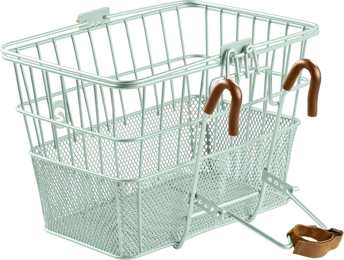 Retrospec Apollo Detachable Front Bike Basket Steel Half-Mesh with Integrated Detachable Hooks and