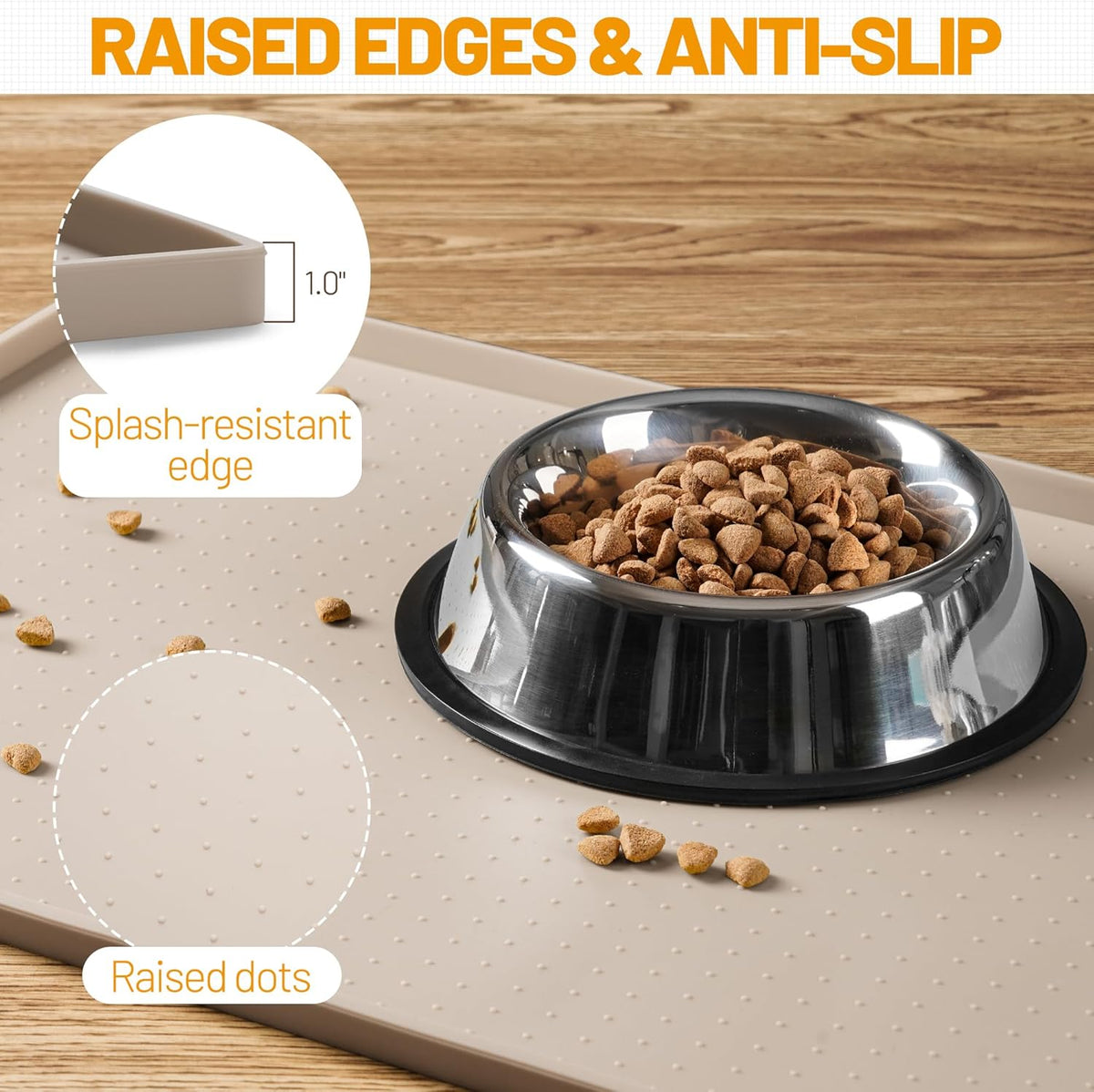 Hubulk Dog Feeding Mat,100% Waterproof Food Grade Silicone Pet Food and Water Bowl