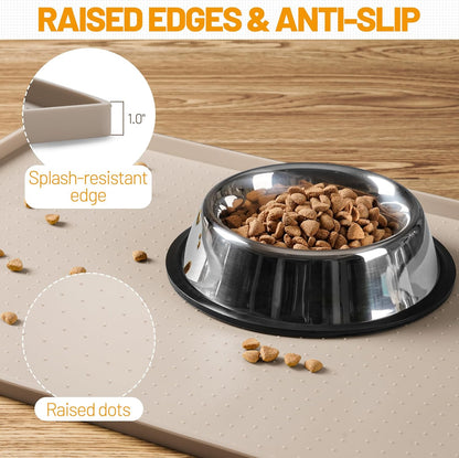 Hubulk Dog Feeding Mat,100% Waterproof Food Grade Silicone Pet Food and Water Bowl
