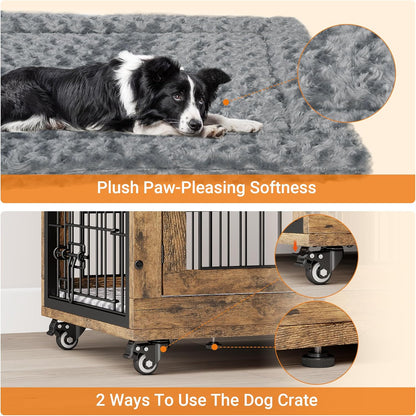 Lulive Small Dog Crate Furniture, Dog Kennel Indoor Double Doors Wooden Dog Cage, 27.1'' Heavy Duty
