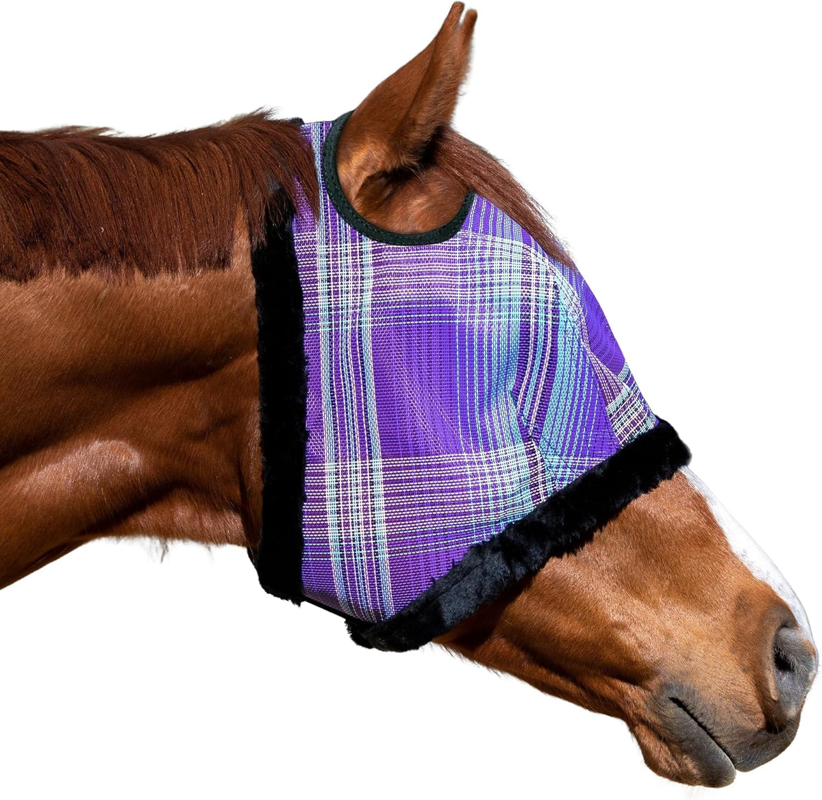 Kensington UV Fly Mask with Fleece Trim - Protective Mask with Dual Ear Opening & Forelock Freedom