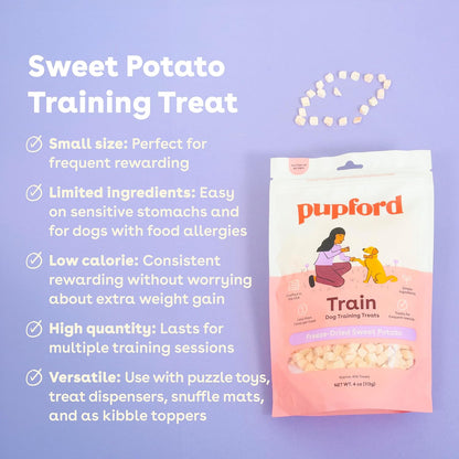 Pupford Freeze Dried Training Treats for Dogs & Puppies, 450+ One Ingredient Bites (Sweet Potato, 4