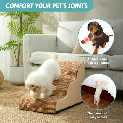 Dog Stairs for Small Dogs 15.7" H, Curved Dog Step for Puppy, Older Cat, Medium Pet Ramp for Sofa