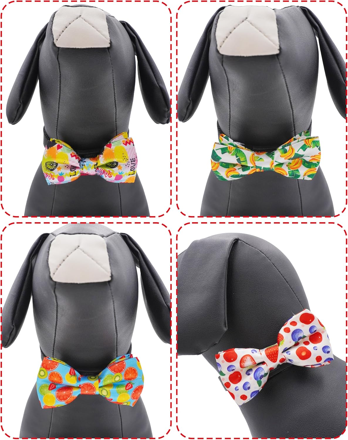 PET SHOW 10 Pack Fruit Small Dog Bow Ties Sliding Collar Attachments Puppy Cats Strawberry Bowties